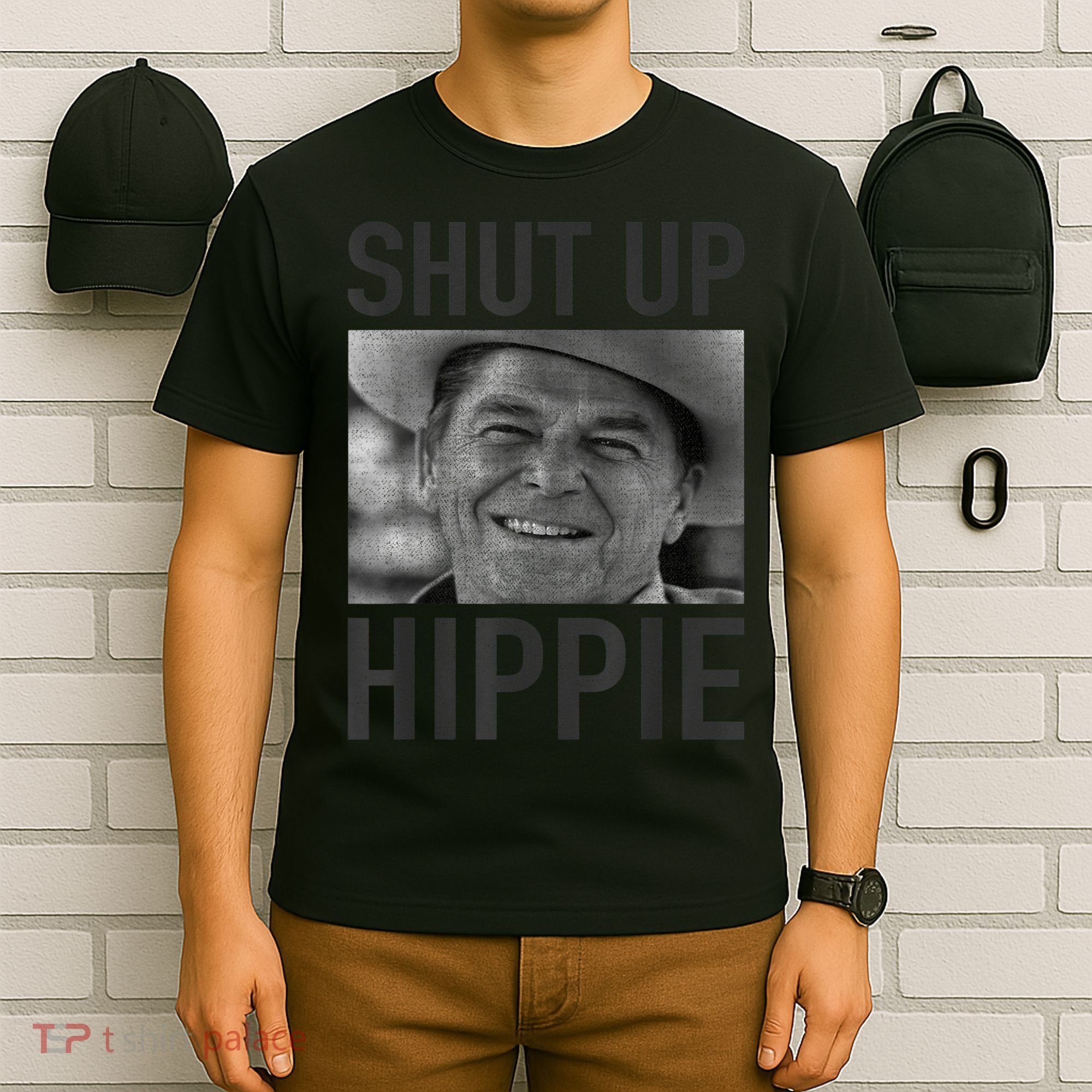Shut Up Hippie Ronald Reagan Anti Liberal Republican T-Shirt