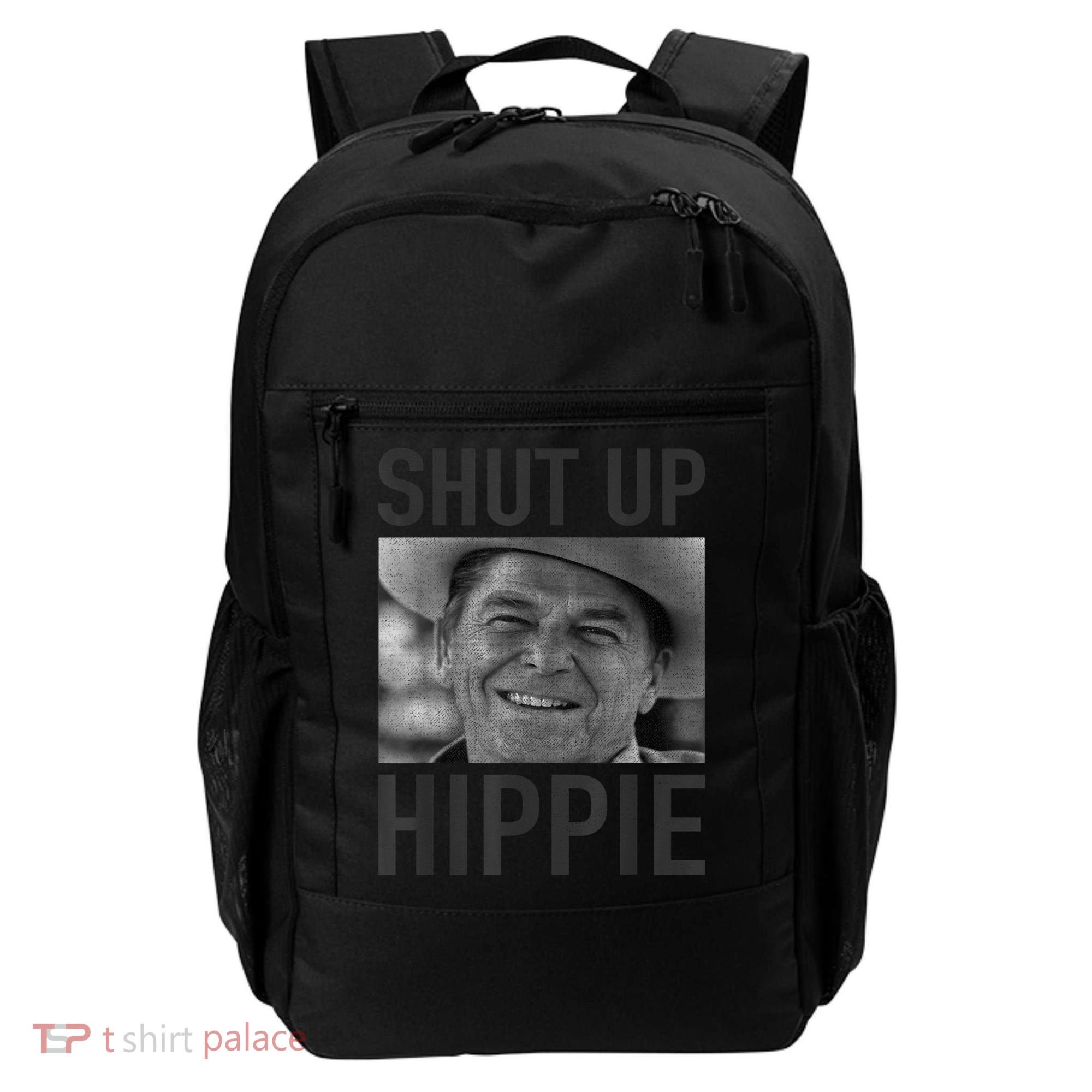 Shut Up Hippie Ronald Reagan Anti Liberal Republican Backpack