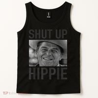 Shut Up Hippie Ronald Reagan Anti Liberal Republican Tank Top thumb 2