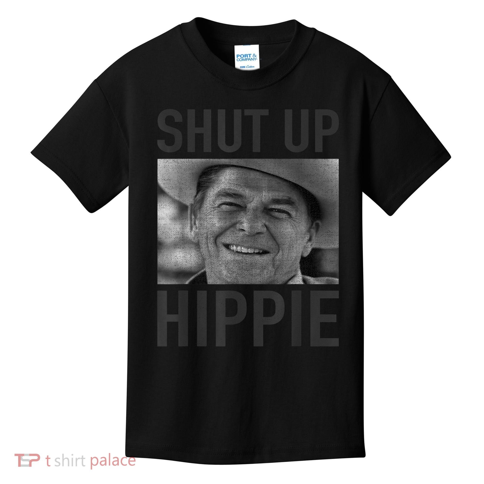 Shut Up Hippie Ronald Reagan Anti Liberal Republican Kids T-Shirt