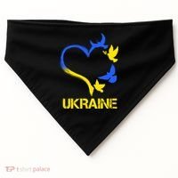 Support Ukraine Heart Doves USA-Made Doggie Bandana thumb 0
