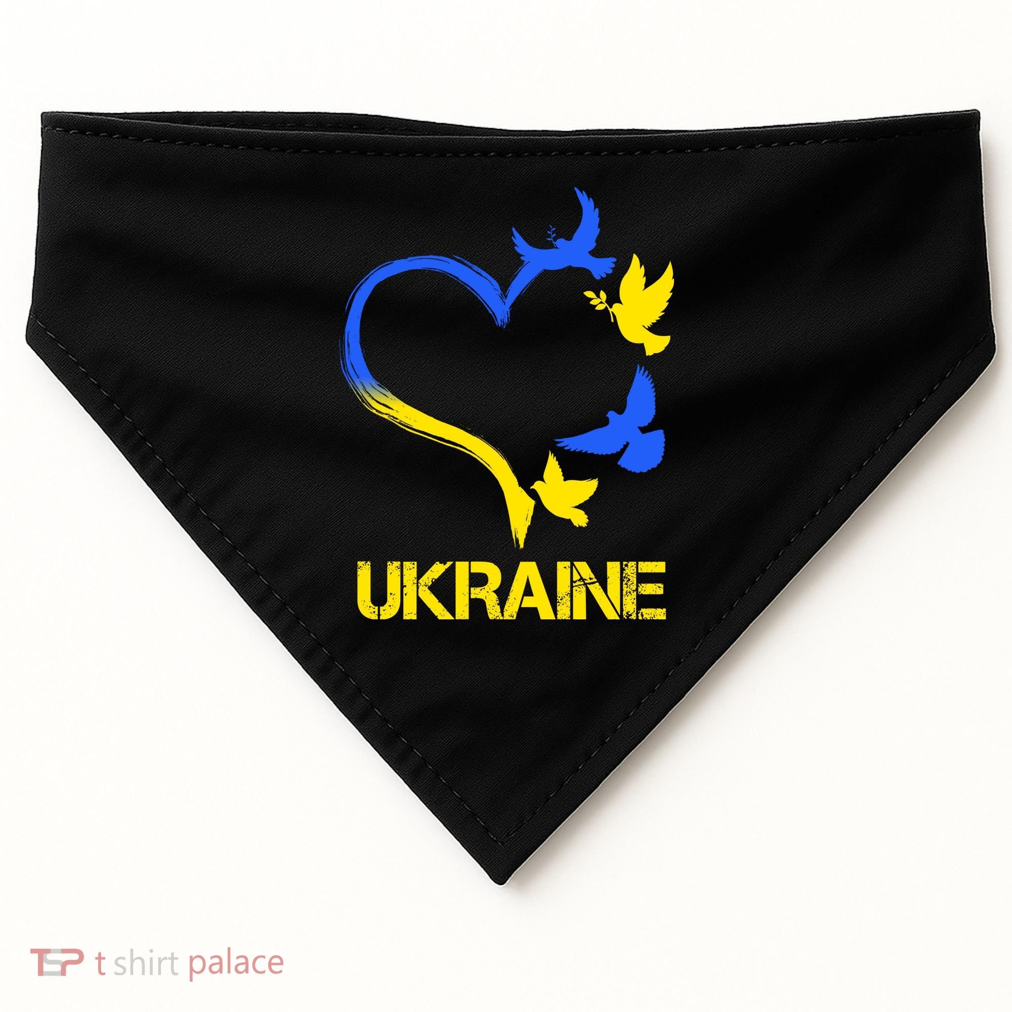 Support Ukraine Heart Doves USA-Made Doggie Bandana