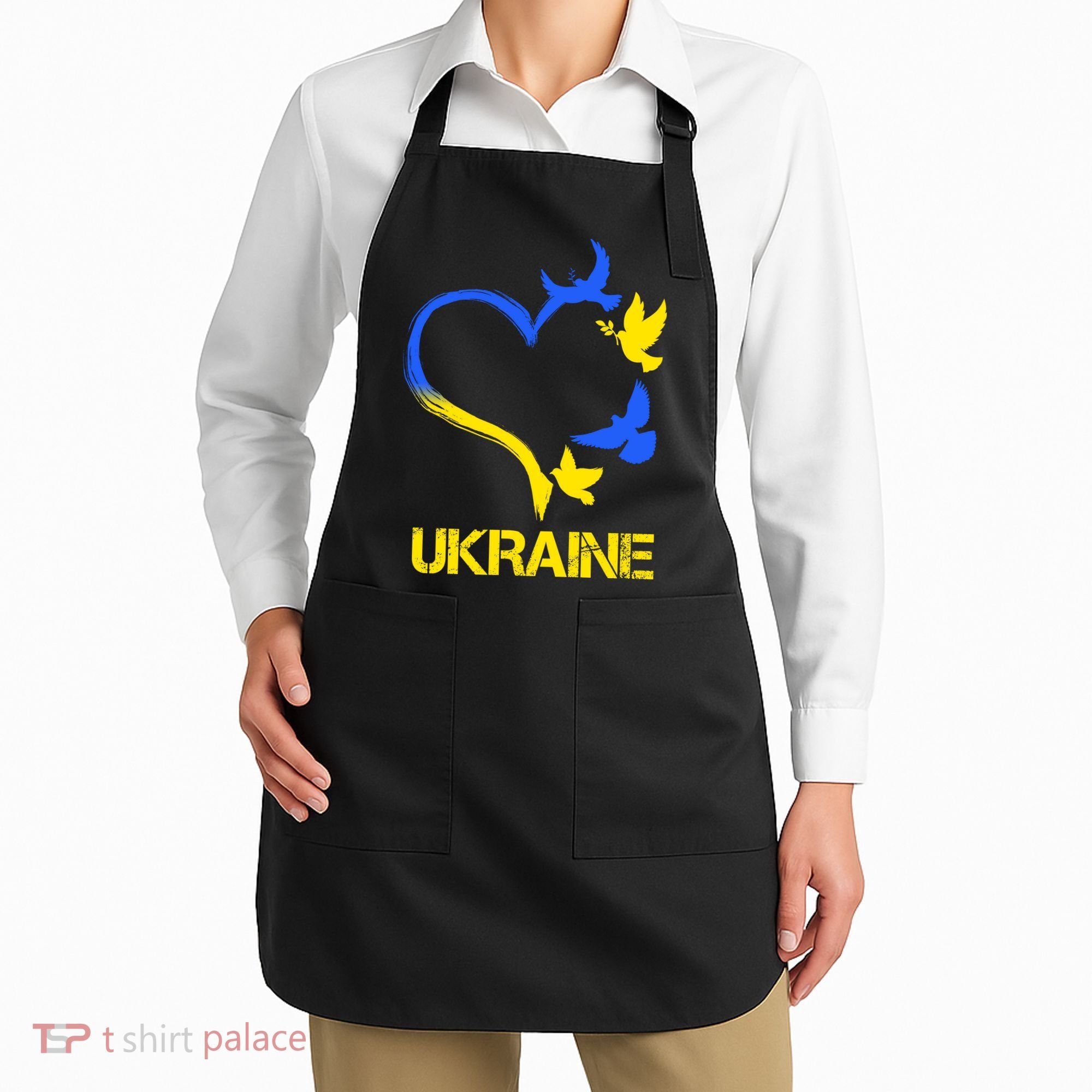 Support Ukraine Heart Doves Apron