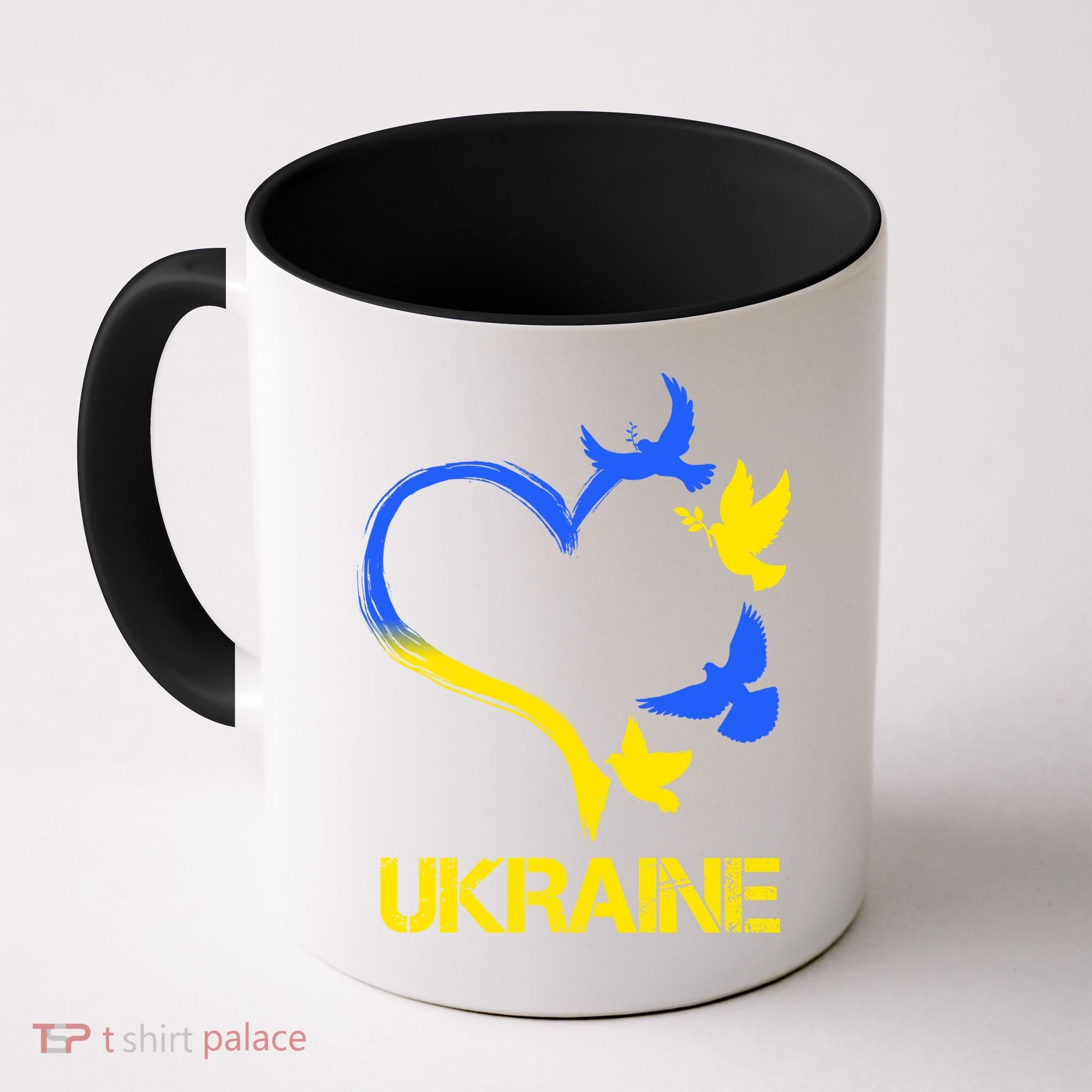 Support Ukraine Heart Doves Coffee Mug