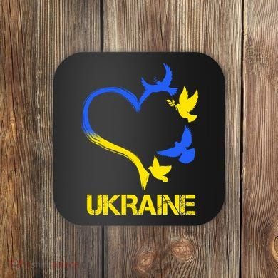 Support Ukraine Heart Doves Coaster
