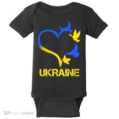 Support Ukraine Heart Doves Baby Bodysuit
