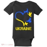 Support Ukraine Heart Doves Baby Bodysuit thumb 0