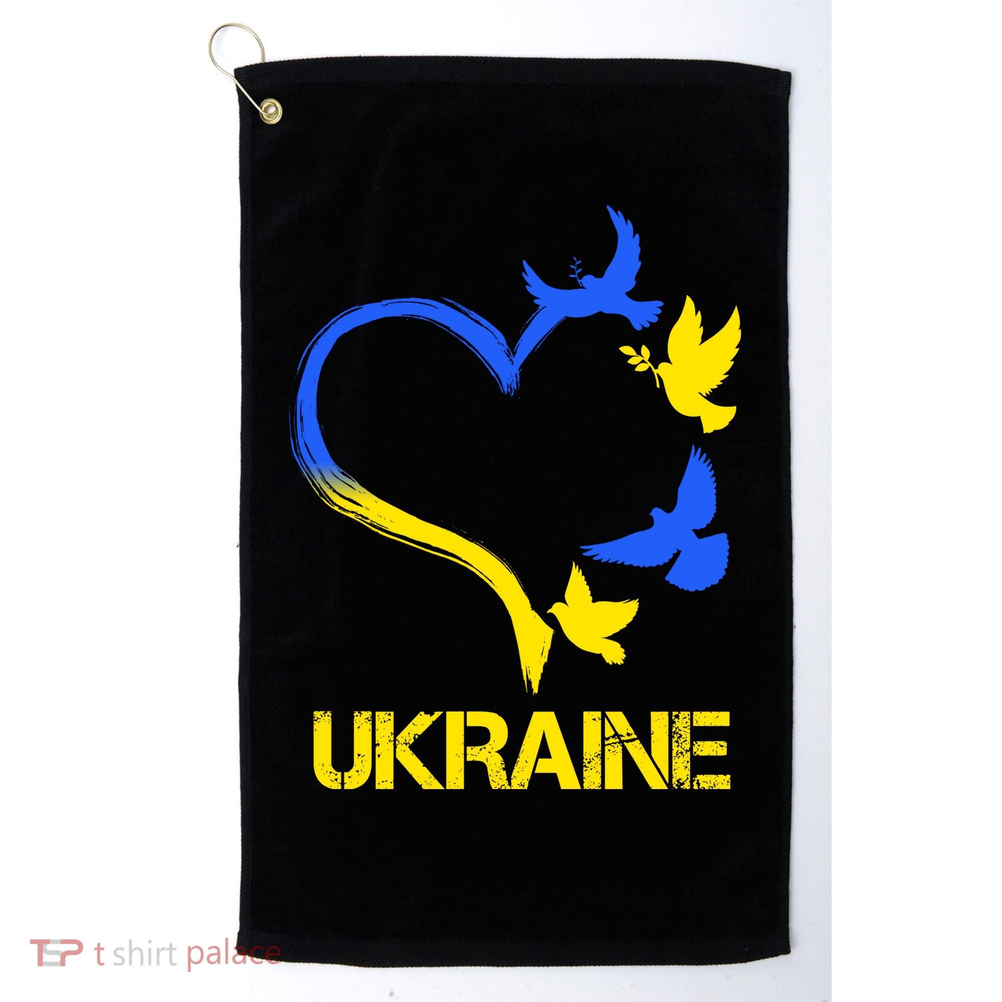 Support Ukraine Heart Doves Golf Towel