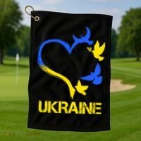 Support Ukraine Heart Doves Golf Towel thumb 1