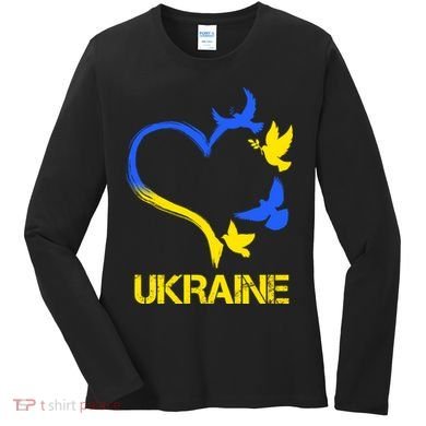 Support Ukraine Heart Doves Women's Long Sleeve Shirt