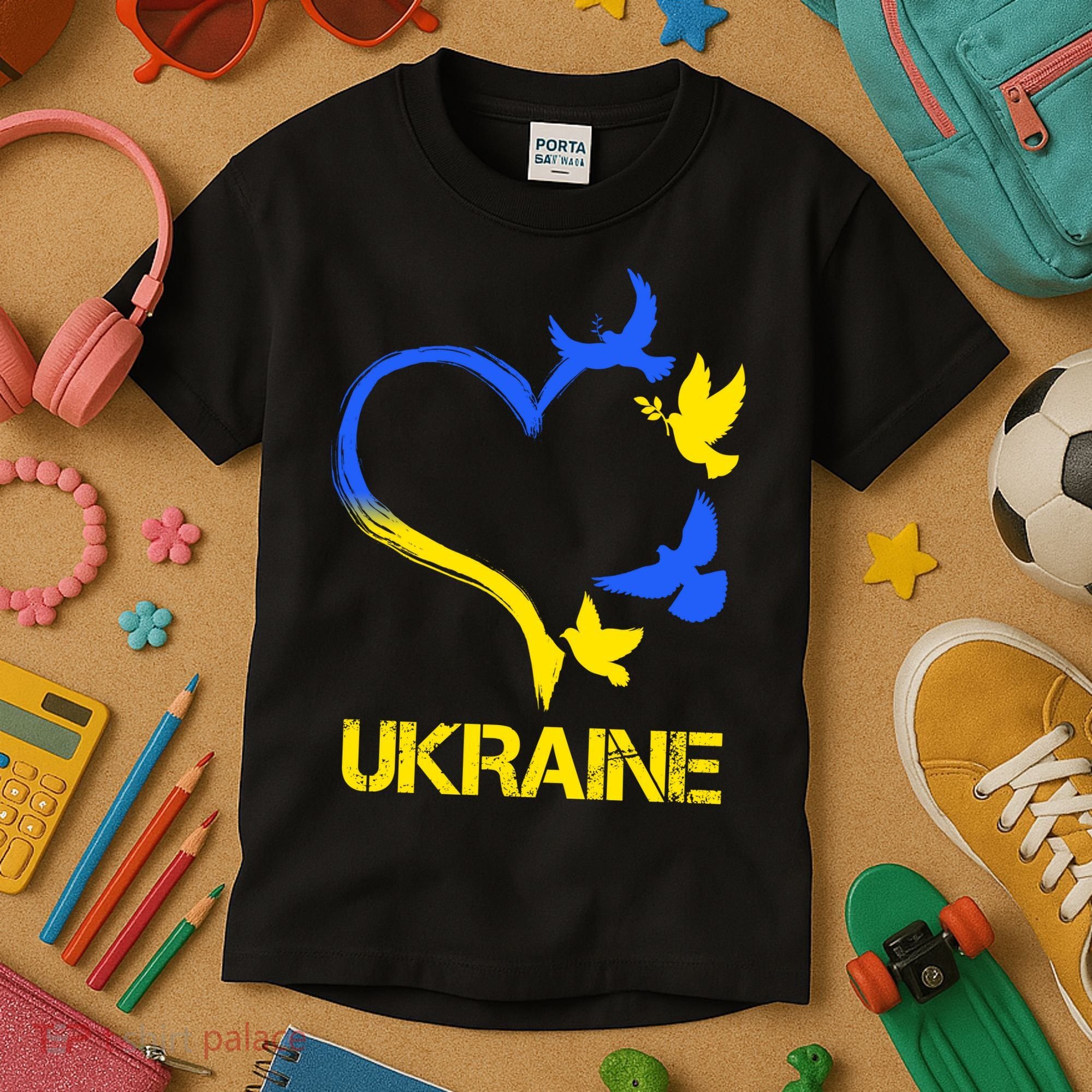 Support Ukraine Heart Doves Kids T-Shirt