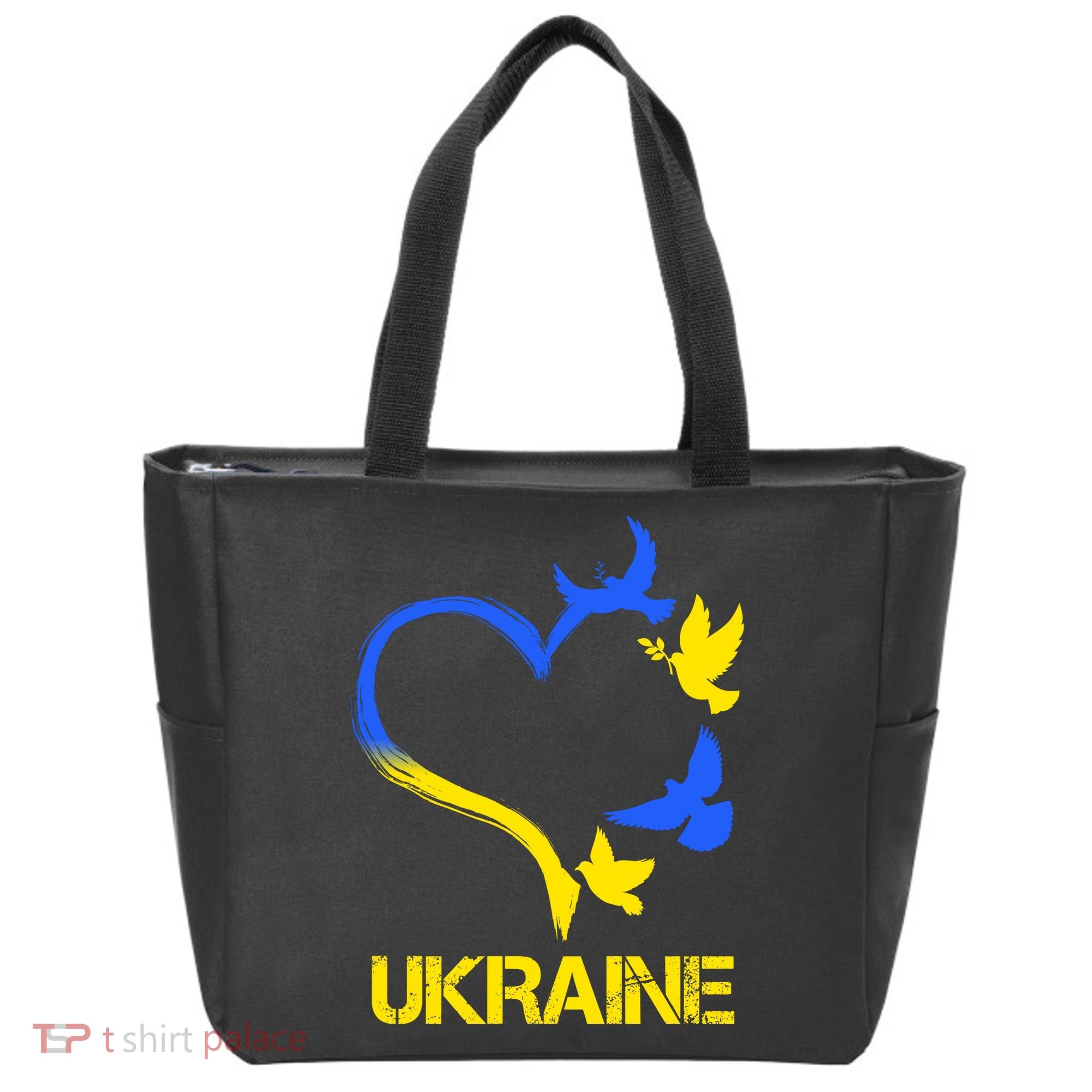 Support Ukraine Heart Doves Tote Bag
