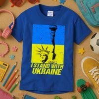 Support Ukraine I Stand With Ukraine Ukrainian Flag Kids T-Shirt thumb 3