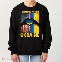 Support Ukraine I Stand With Us American Ukrainian Flag Women's Sweatshirt thumb 0