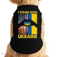 Support Ukraine I Stand With Us American Ukrainian Flag Doggie Tank thumb 0