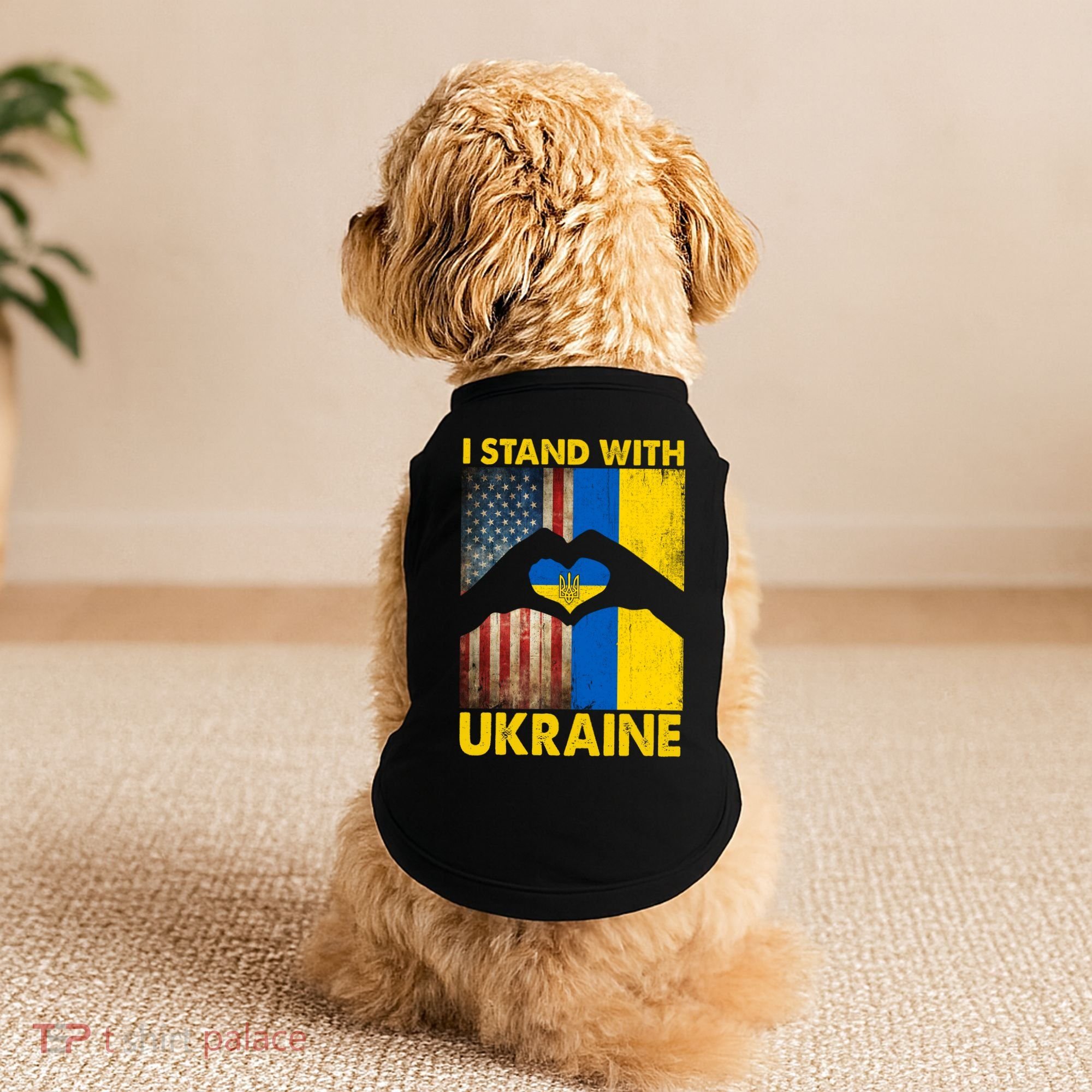 Support Ukraine I Stand With Us American Ukrainian Flag Doggie Tank