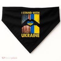 Support Ukraine I Stand With Us American Ukrainian Flag USA-Made Doggie Bandana thumb 0