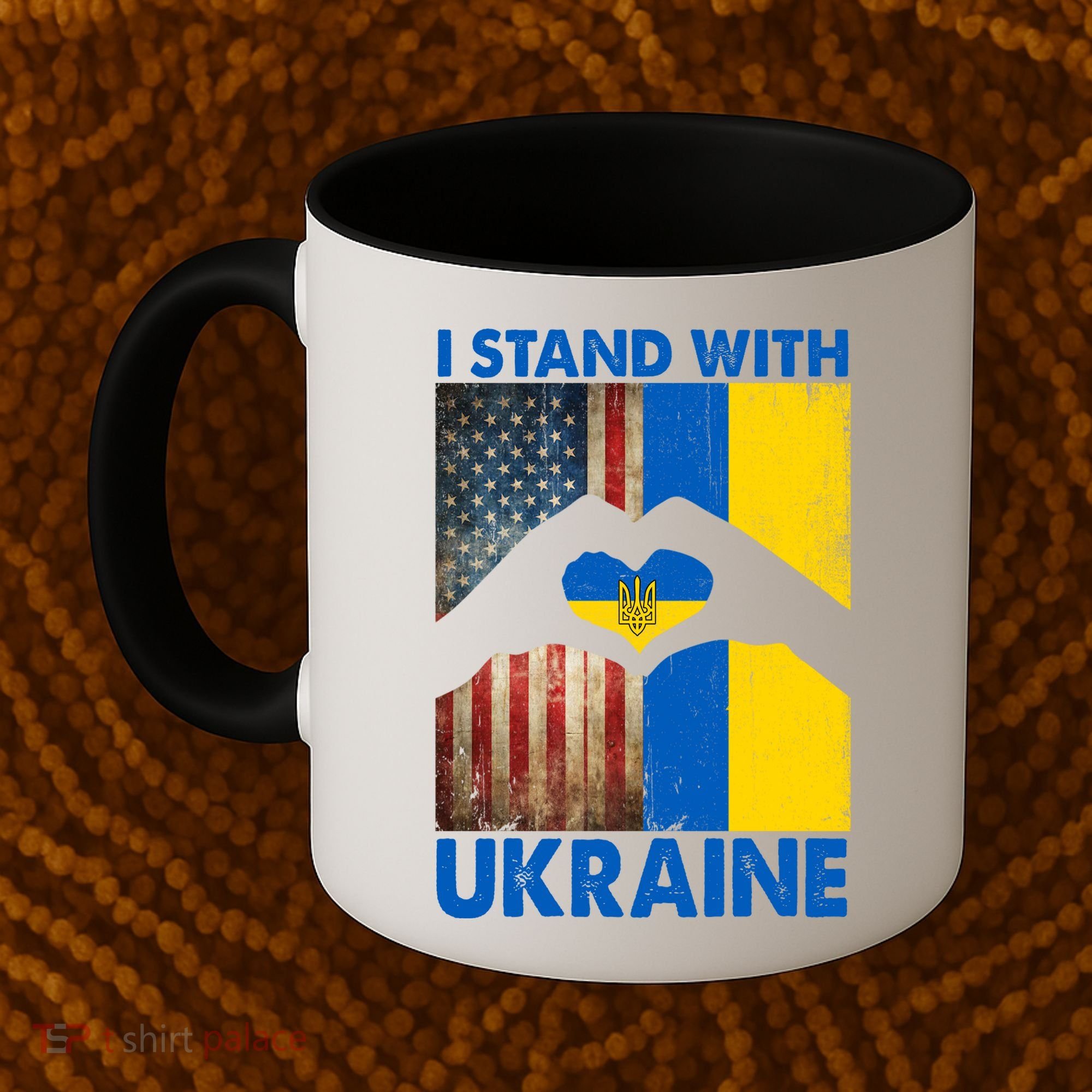 Support Ukraine I Stand With Us American Ukrainian Flag Coffee Mug