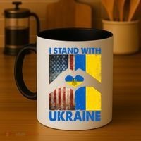 Support Ukraine I Stand With Us American Ukrainian Flag Coffee Mug thumb 4