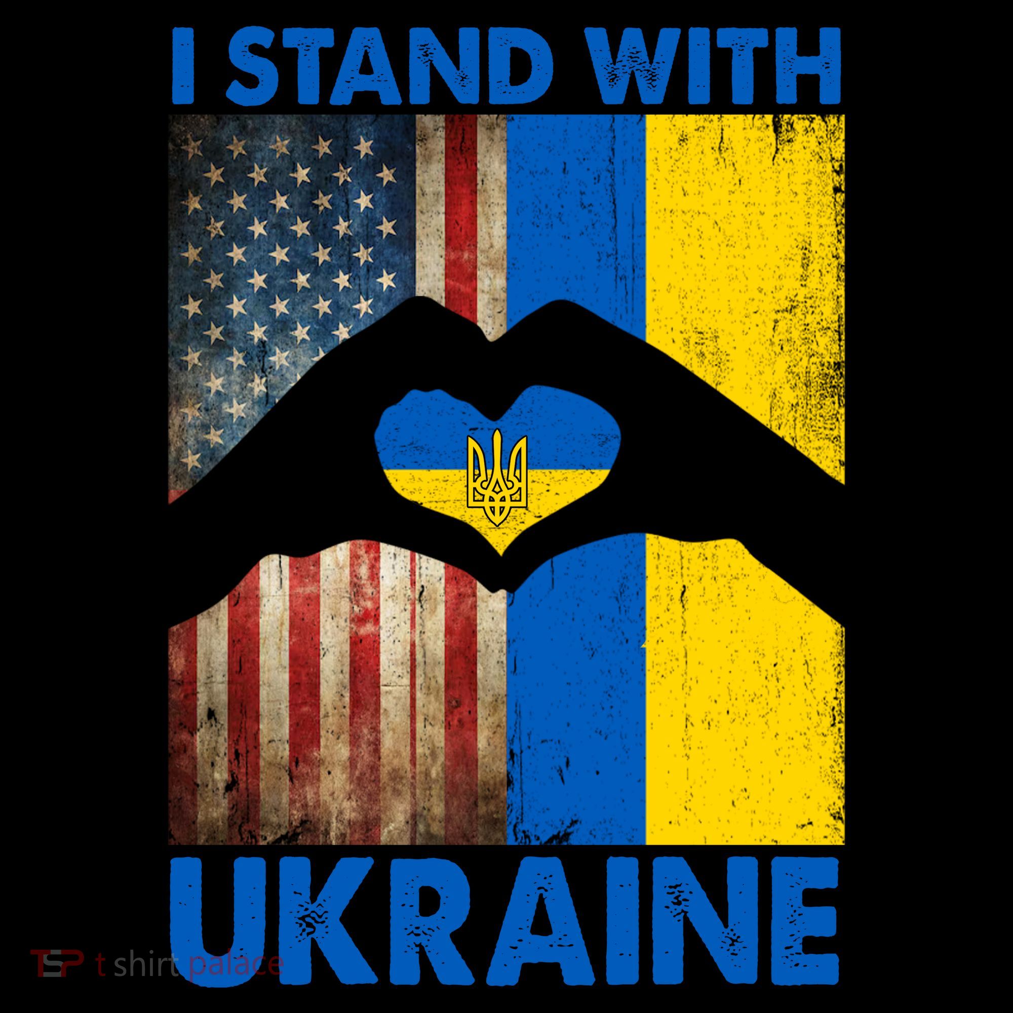 Support Ukraine I Stand With Us American Ukrainian Flag Coffee Mug