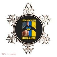 Support Ukraine I Stand With Us American Ukrainian Flag Ornament thumb 0