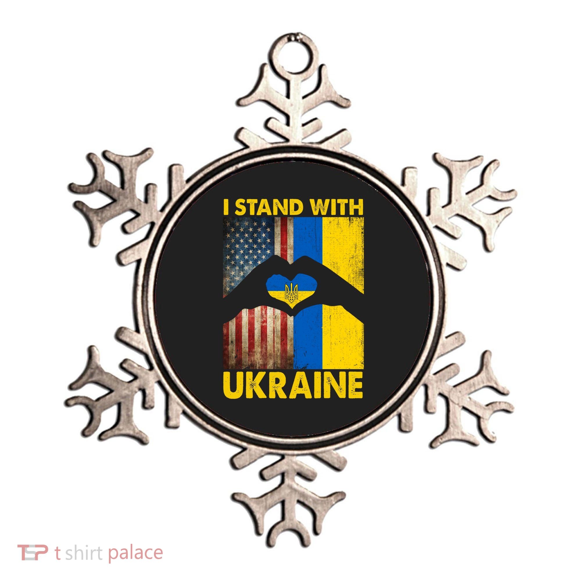 Support Ukraine I Stand With Us American Ukrainian Flag Ornament