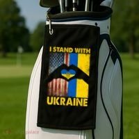 Support Ukraine I Stand With Us American Ukrainian Flag Golf Towel thumb 2