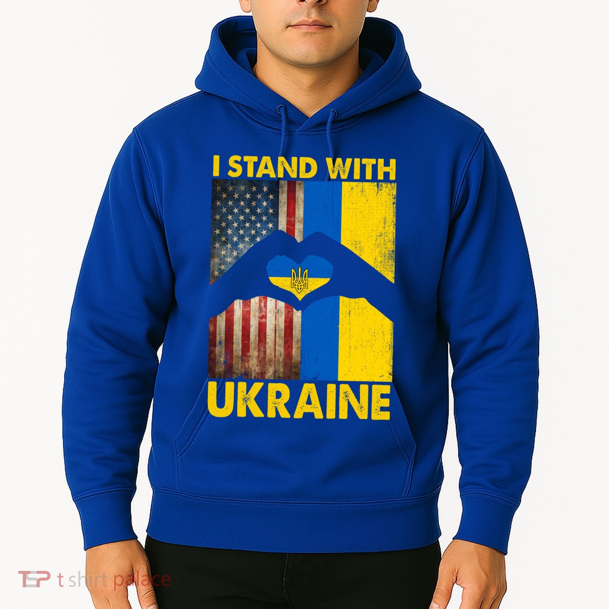 Support Ukraine I Stand With Us American Ukrainian Flag Hoodie