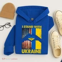 Support Ukraine I Stand With Us American Ukrainian Flag Hoodie thumb 4