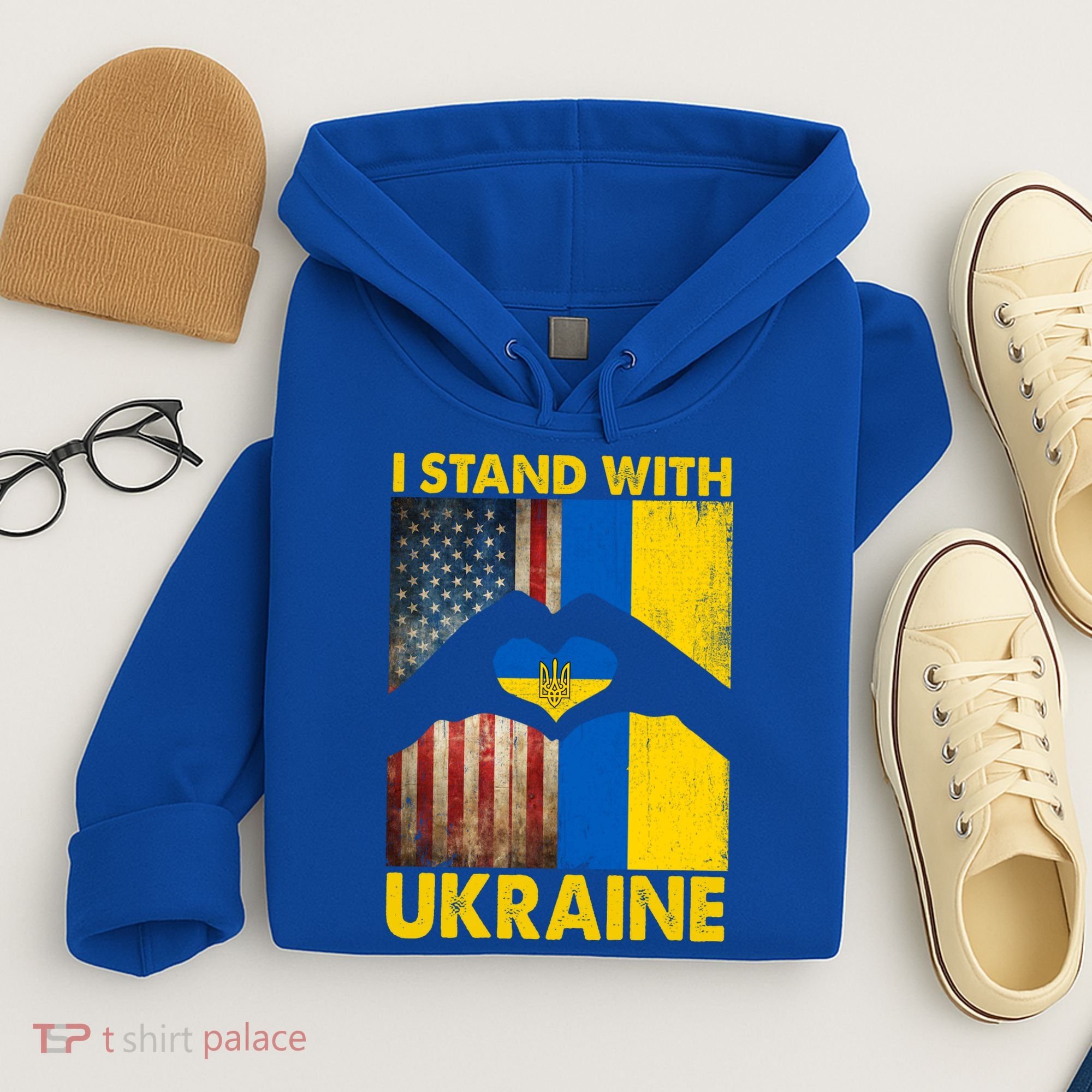 Support Ukraine I Stand With Us American Ukrainian Flag Hoodie