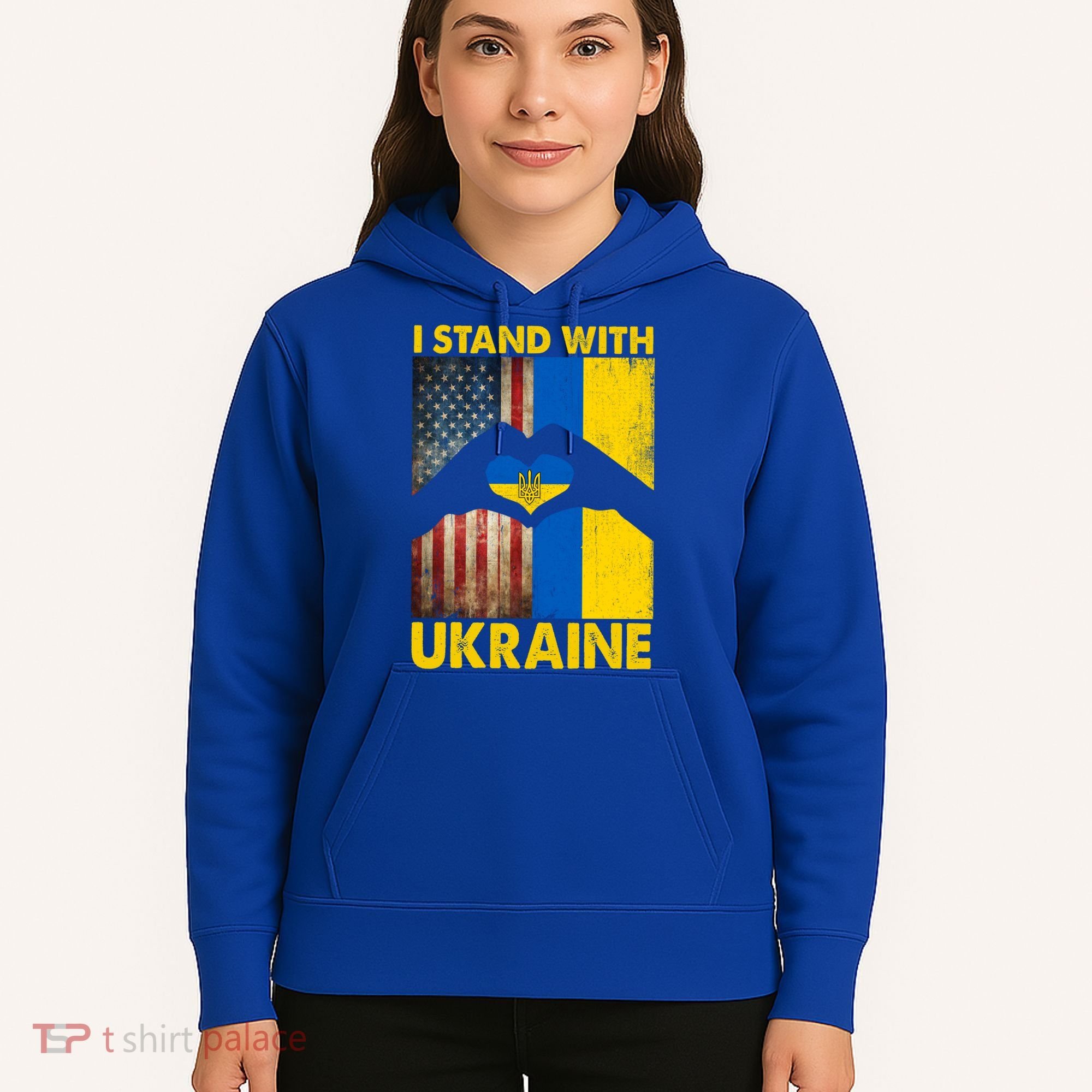 Support Ukraine I Stand With Us American Ukrainian Flag Hoodie