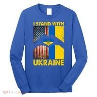 Support Ukraine I Stand With Us American Ukrainian Flag Long Sleeve Shirt thumb 0