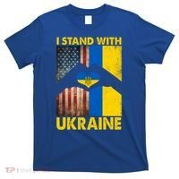 Support Ukraine I Stand With Us American Ukrainian Flag T-Shirt thumb 0