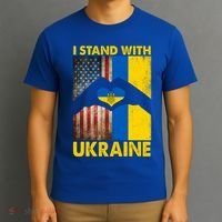 Support Ukraine I Stand With Us American Ukrainian Flag T-Shirt thumb 3
