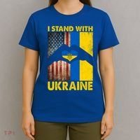 Support Ukraine I Stand With Us American Ukrainian Flag T-Shirt thumb 4