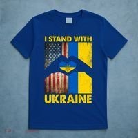 Support Ukraine I Stand With Us American Ukrainian Flag T-Shirt thumb 5