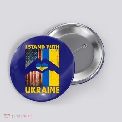 Support Ukraine I Stand With Us American Ukrainian Flag Button
