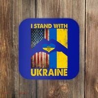 Support Ukraine I Stand With Us American Ukrainian Flag Coaster thumb 0
