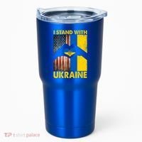 Support Ukraine I Stand With Us American Ukrainian Flag Tumbler thumb 0