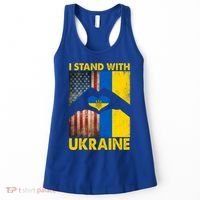 Support Ukraine I Stand With Us American Ukrainian Flag Women's Tank Top thumb 0