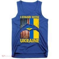Support Ukraine I Stand With Us American Ukrainian Flag Tank Top thumb 0