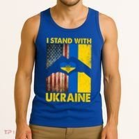 Support Ukraine I Stand With Us American Ukrainian Flag Tank Top thumb 3