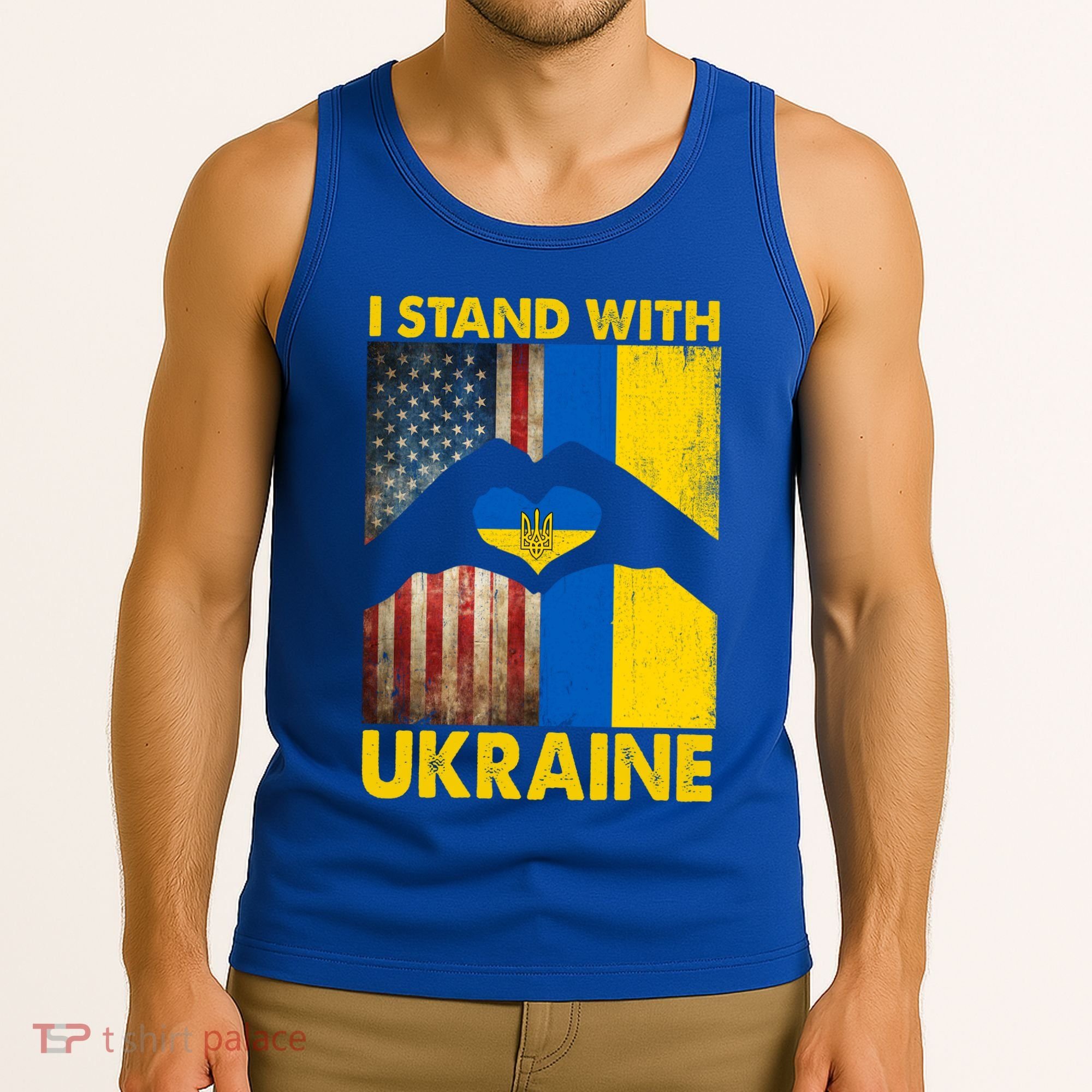 Support Ukraine I Stand With Us American Ukrainian Flag Tank Top