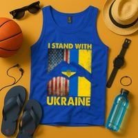 Support Ukraine I Stand With Us American Ukrainian Flag Tank Top thumb 4