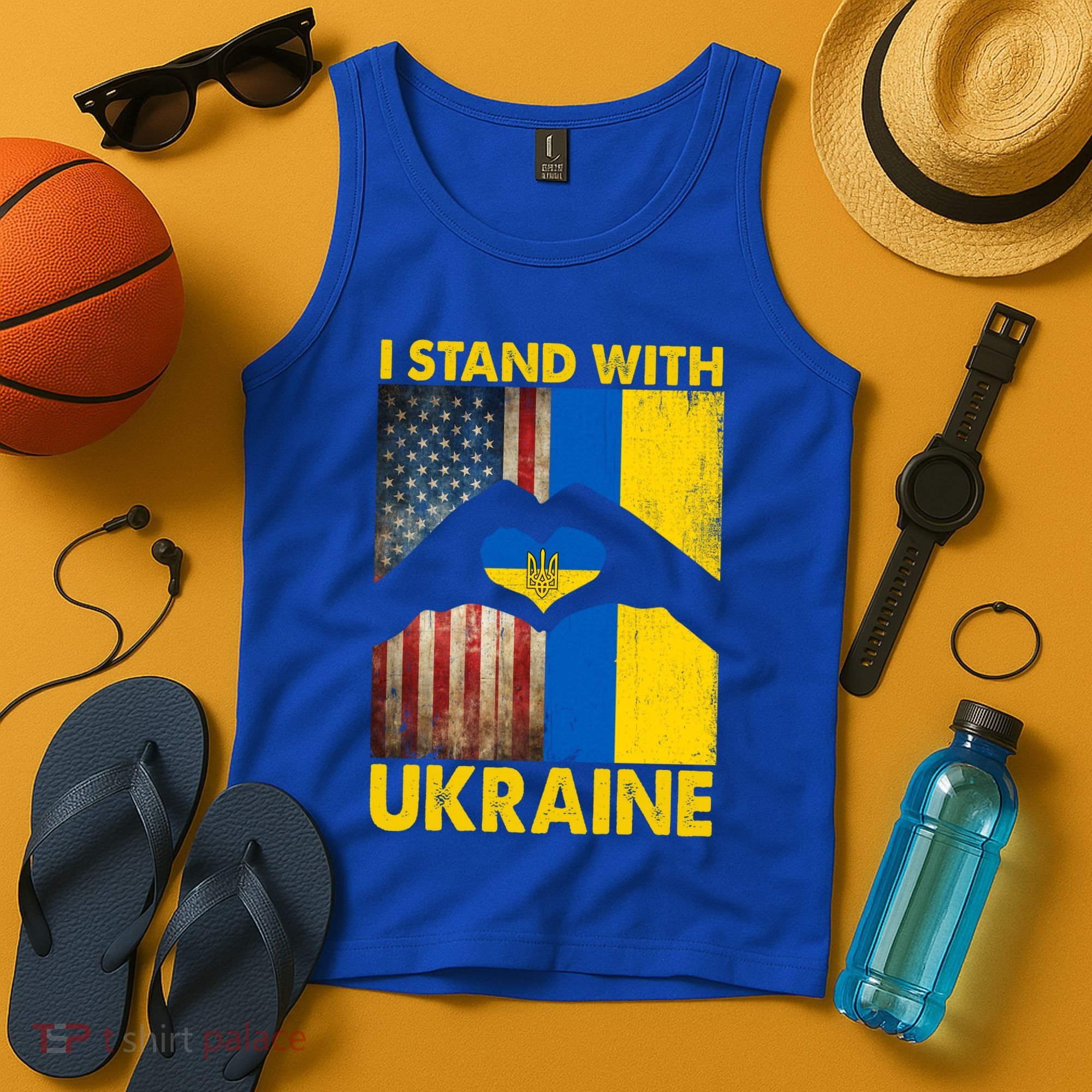 Support Ukraine I Stand With Us American Ukrainian Flag Tank Top