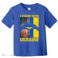 Support Ukraine I Stand With Us American Ukrainian Flag Toddler T-Shirt thumb 0