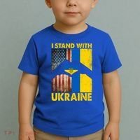Support Ukraine I Stand With Us American Ukrainian Flag Toddler T-Shirt thumb 2