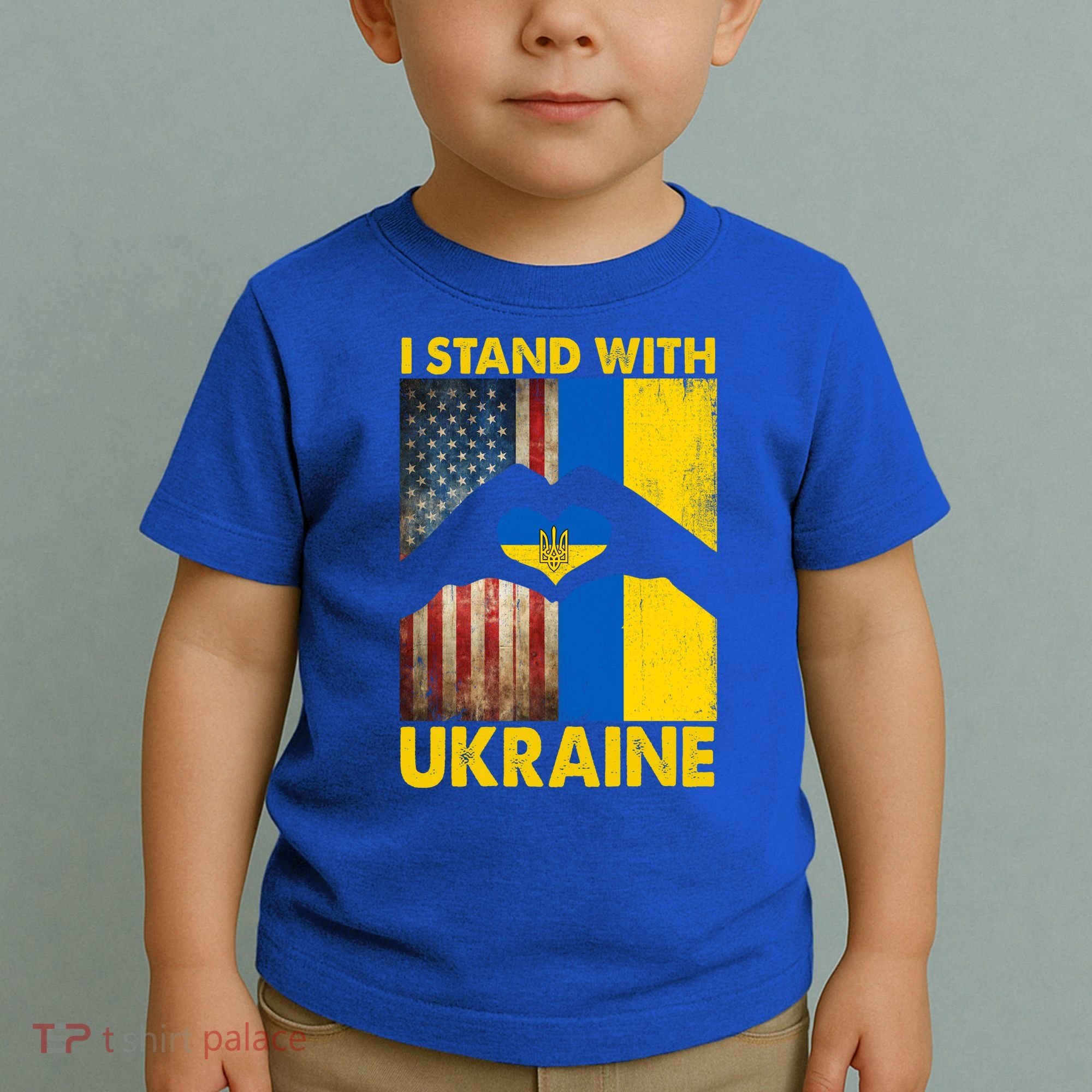 Support Ukraine I Stand With Us American Ukrainian Flag Toddler T-Shirt