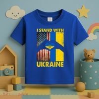 Support Ukraine I Stand With Us American Ukrainian Flag Toddler T-Shirt thumb 3