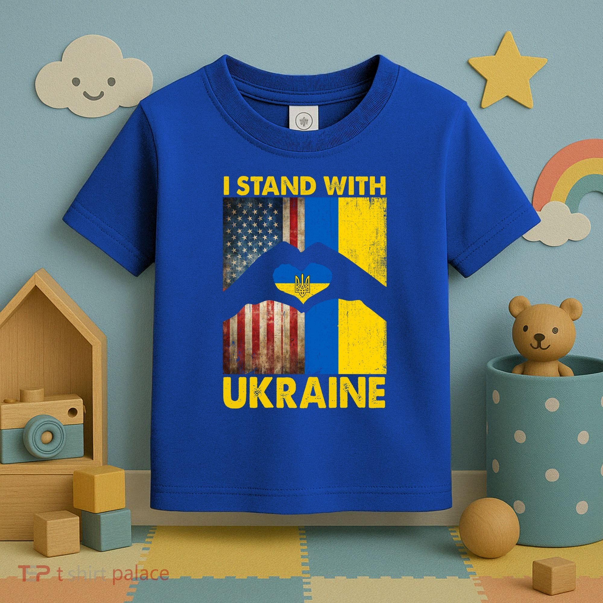 Support Ukraine I Stand With Us American Ukrainian Flag Toddler T-Shirt
